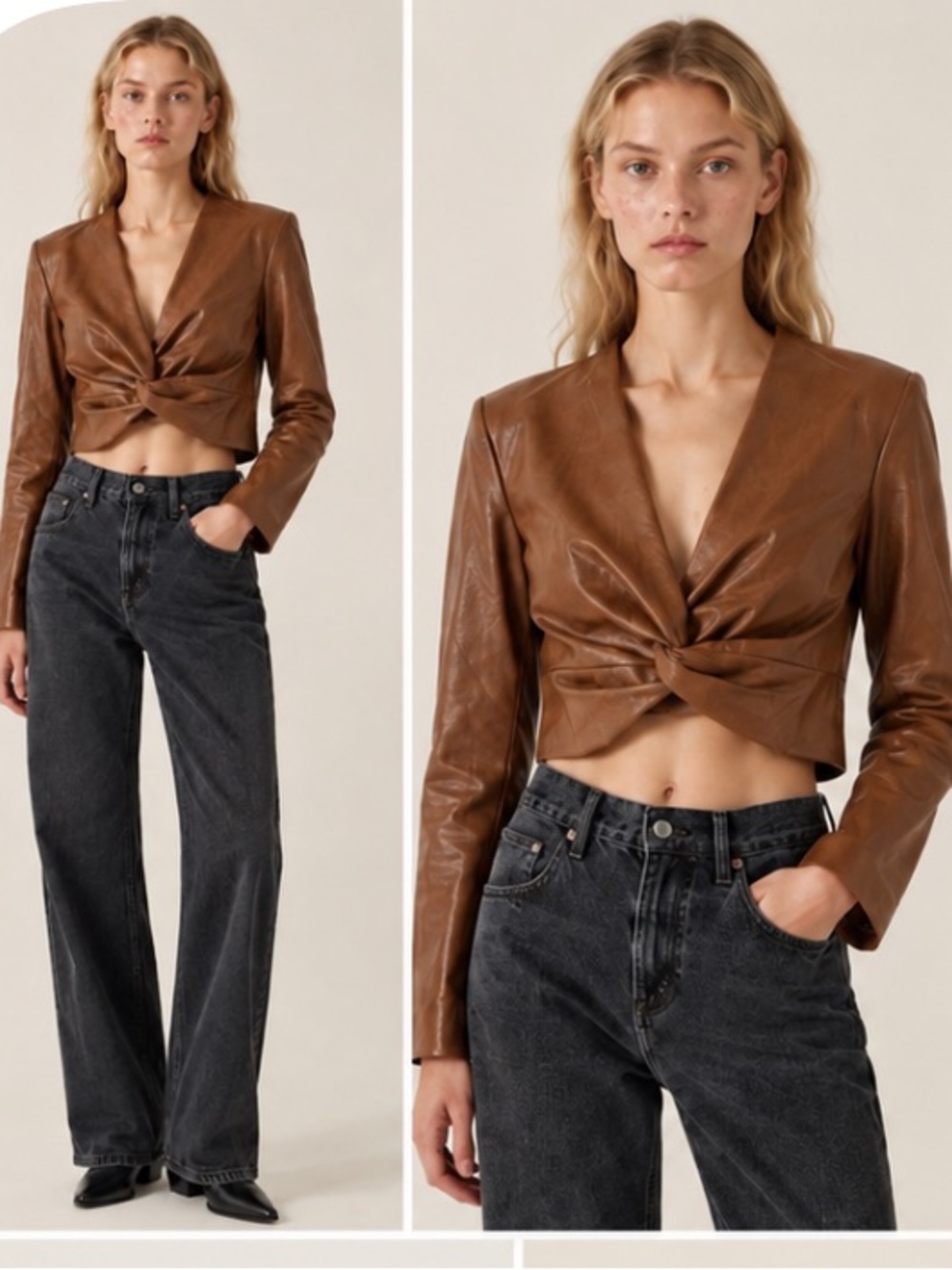 Seven For All Mankind faux leather twist top